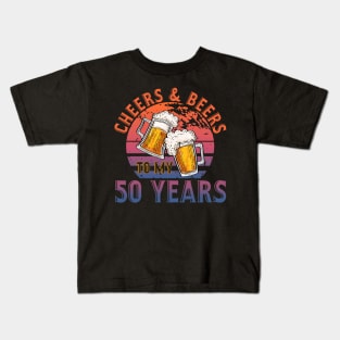 50th Birthday Gift Cheers And Beers To My 50 Years Kids T-Shirt